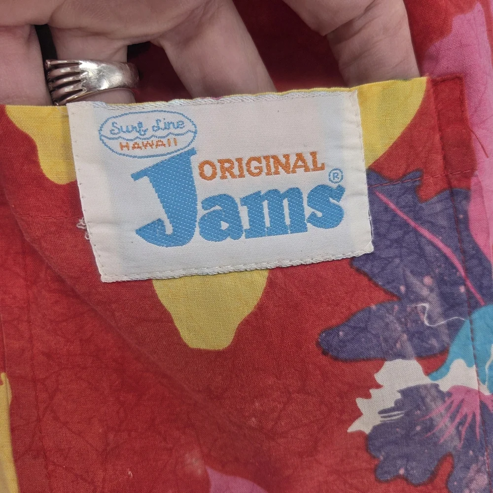 Original Jams Vintage 100% Cotton Swim Trunks 80's Tropical Floral